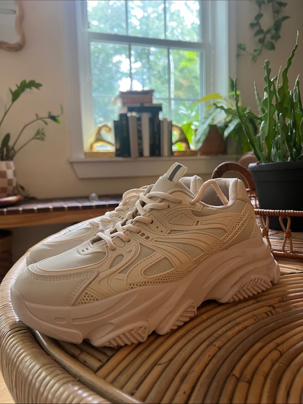 Madden Girl Cream Chunky Platform Athletic Sneakers